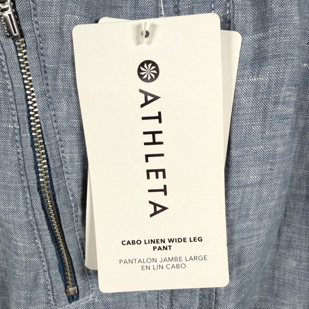 Athleta Cabo Linen Wide Leg Pants Light Blue Chambray Size 16 NWT SP22 - Picture 7 of 16